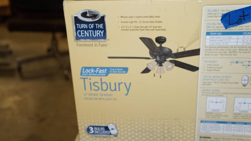 Sealed NIB Tisbury 52 Bronze Tri-Mount Ceiling Fan with Light Kit
