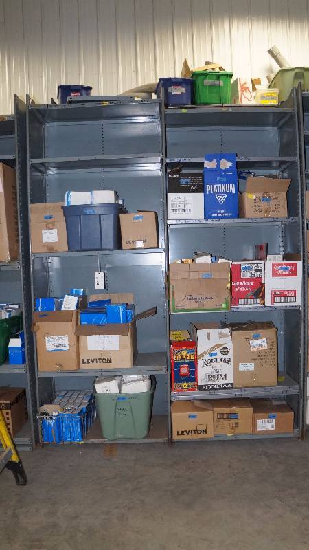 Gray Metal Shelving (qty 4) with 28 Shelves Total
