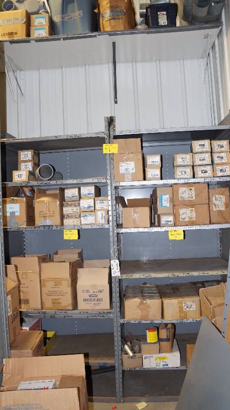 Gray Metal Shelving (qty 2) with 14 Shelves Total