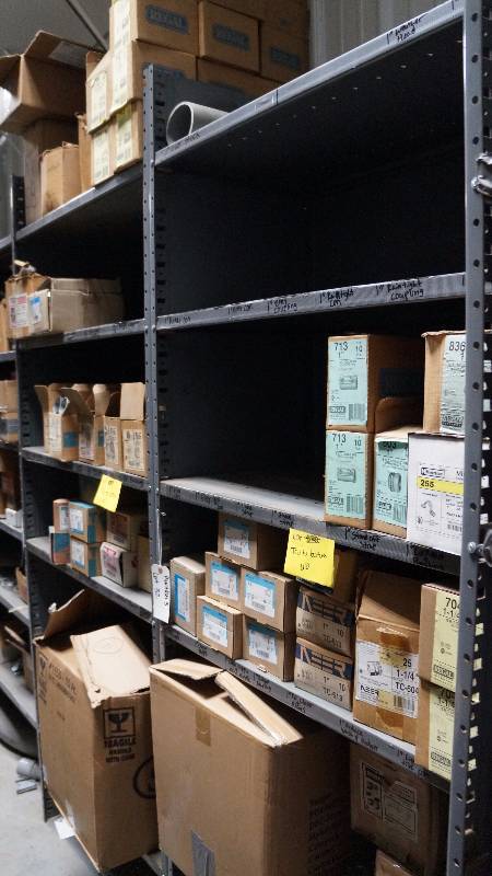 Gray Metal Shelving (qty 2) with 11 Shelves Total