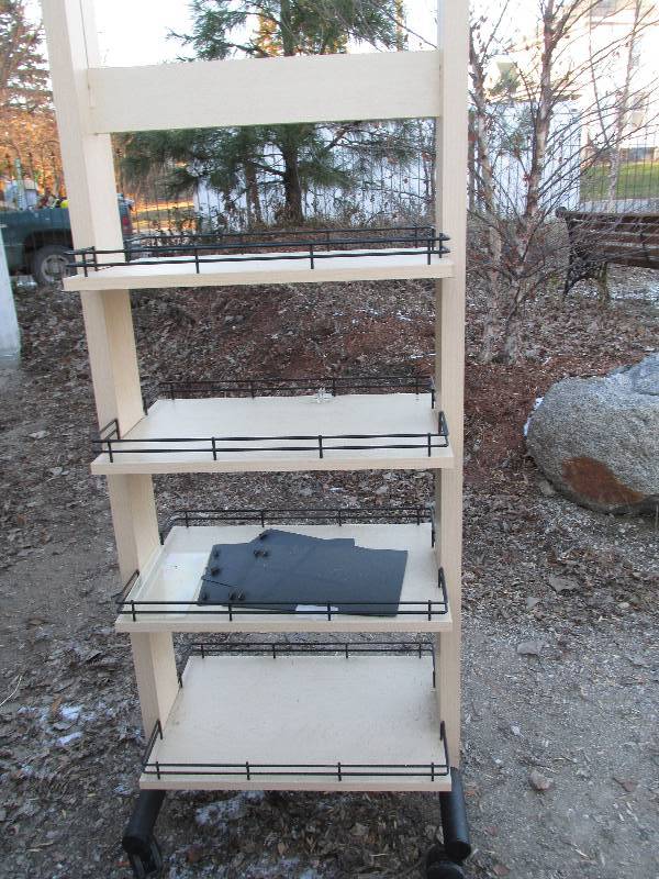 wooden display shelf on wheels - sh...