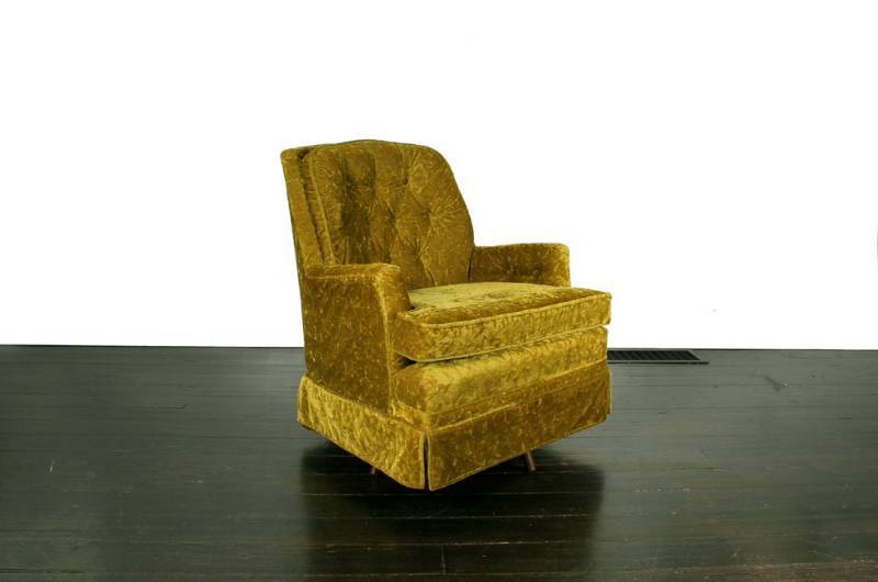 Mid Century Green Velvet Rocking Lo...