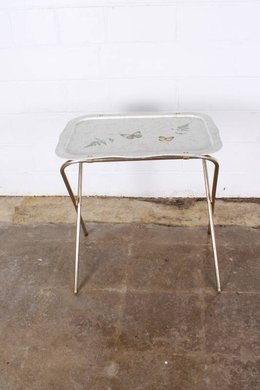 Mid Century Metal Folding Tray Tabl...