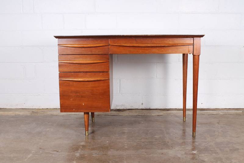 Mid Century Cherry Desk with Curved...
