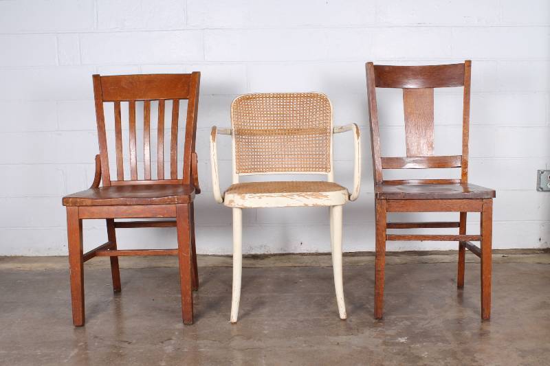 Lot of (3) Vintage chairs. Two oak ...