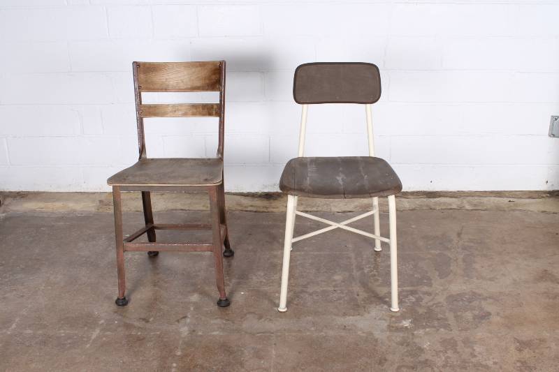 Set of (2) Metal and Wood School Ch...