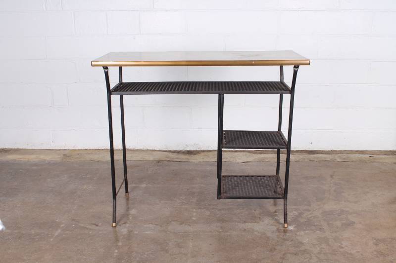 Mid Century Black Metal Desk with F...
