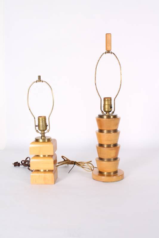 Set of (2) Wood and Brass Mid Centu...