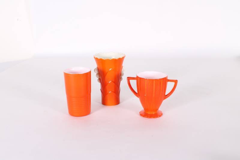 Set of (3) Vintage Orange Milkglass...