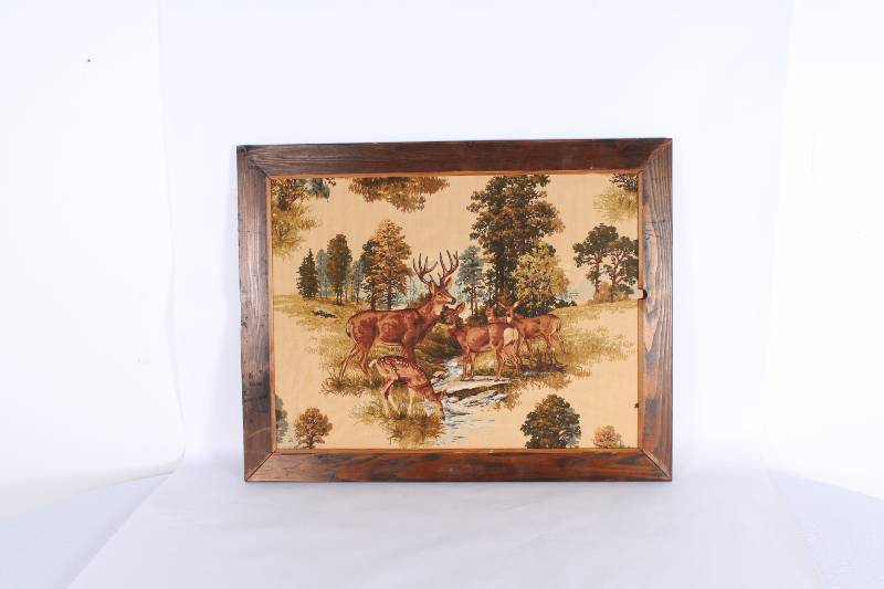 Fabric Deer Picture with Wood Frame...