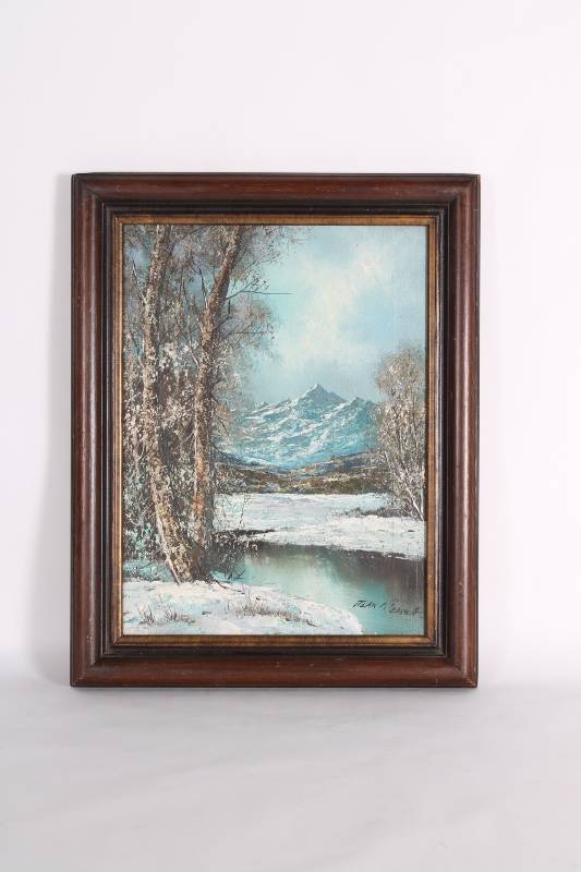Original Oil Painting Winter Landsc...