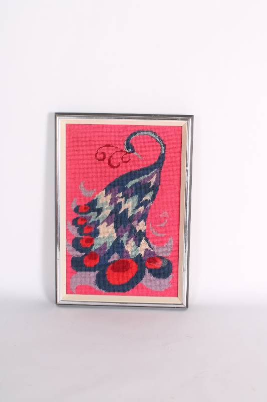 Red Peacock Embroidery Picture in F...