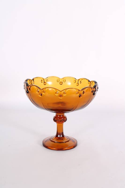 Vintage Glass Amber Compote Dish...