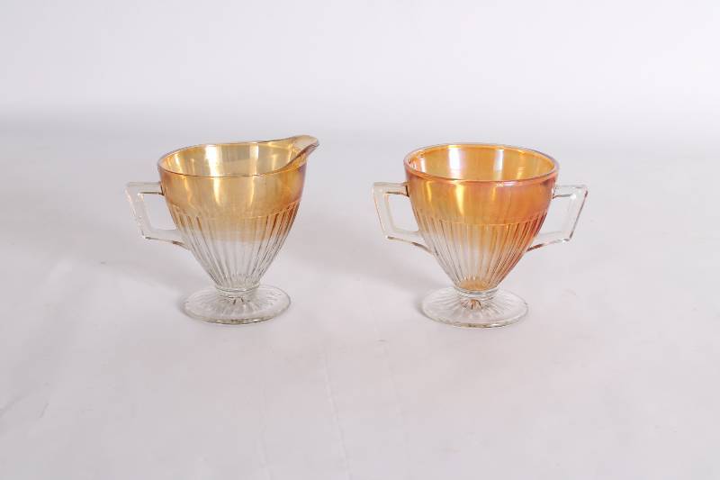 Peach Lusterware Glass Cream and Su...