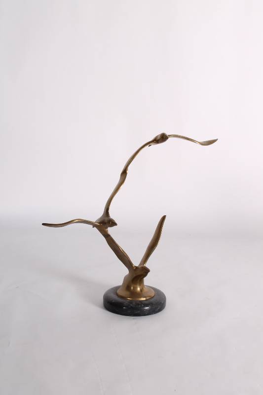 Mid Century Brass Birds in Flight S...
