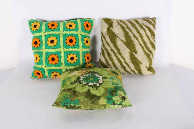 Set of (3) Vintage Green Pillows...