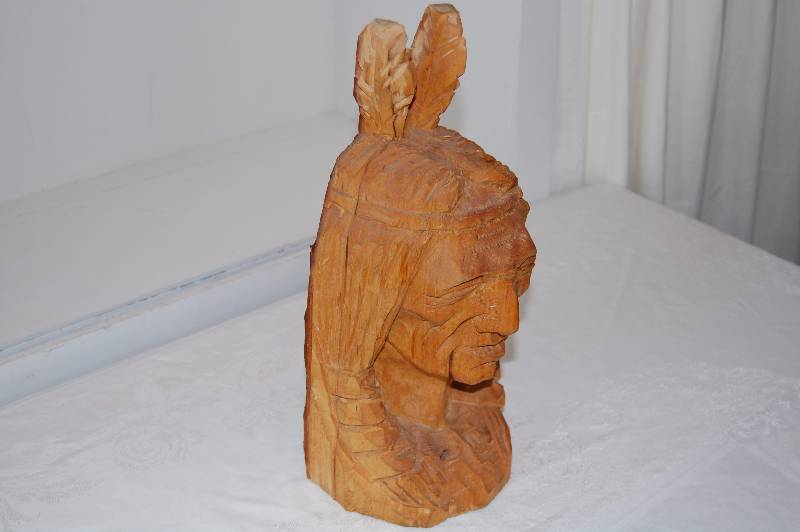 Wood carved indian head