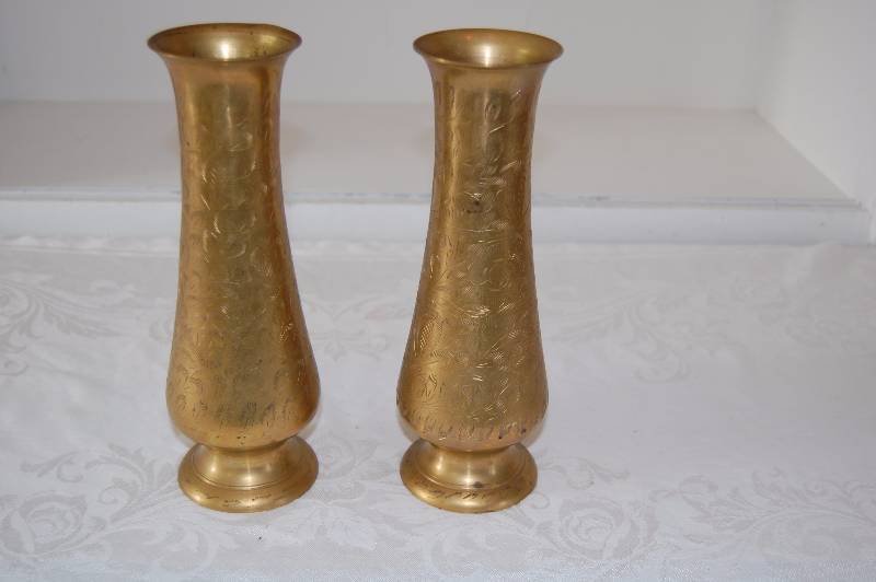 Pair of Brass Vases