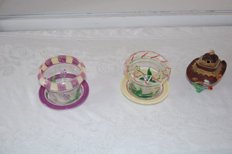 Small glass flowerpots and Insence Burner