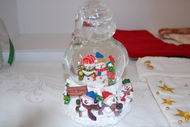 Christmas Stockings and Santa snow globe