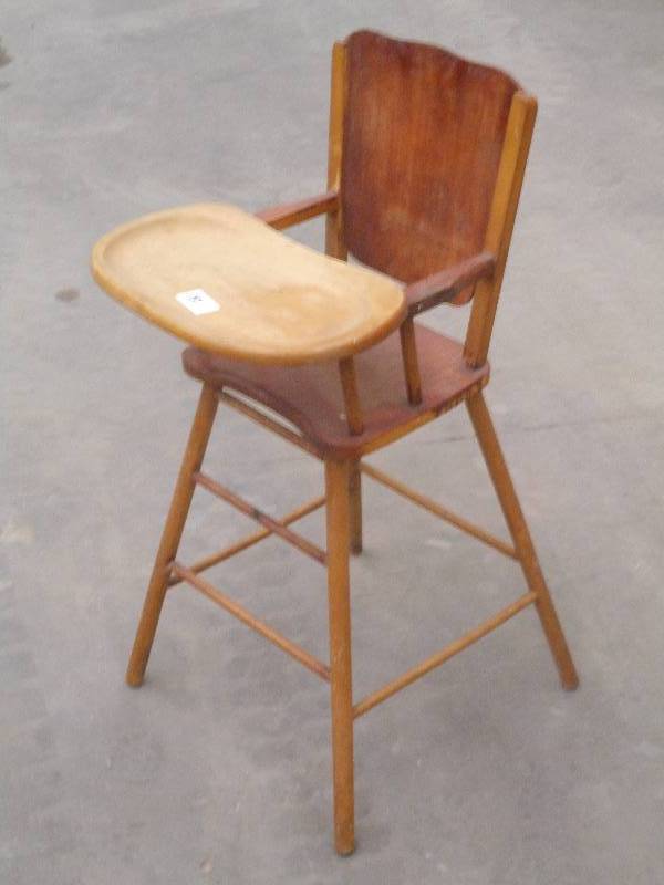 lot 51 image: Vintage Wooden High Chair ...