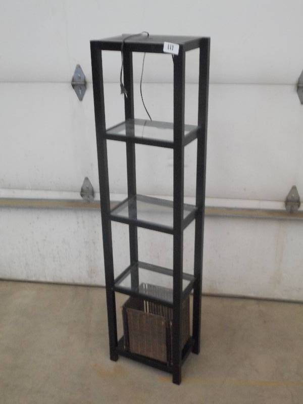 lot 111 image: 4-Tier Lighted Shelf With Glass She...