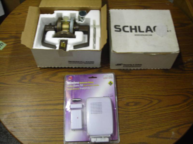 2 Schlage Door Passage Handles, Wireless Entry Chime