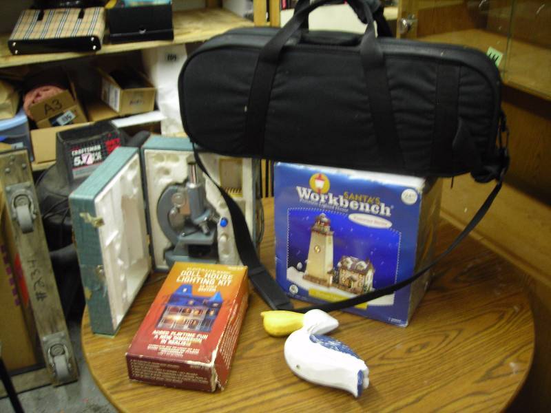 Microscope, Trumpet Case, Doll House Lighting, Victorian Lighted Holiday House, Pelican