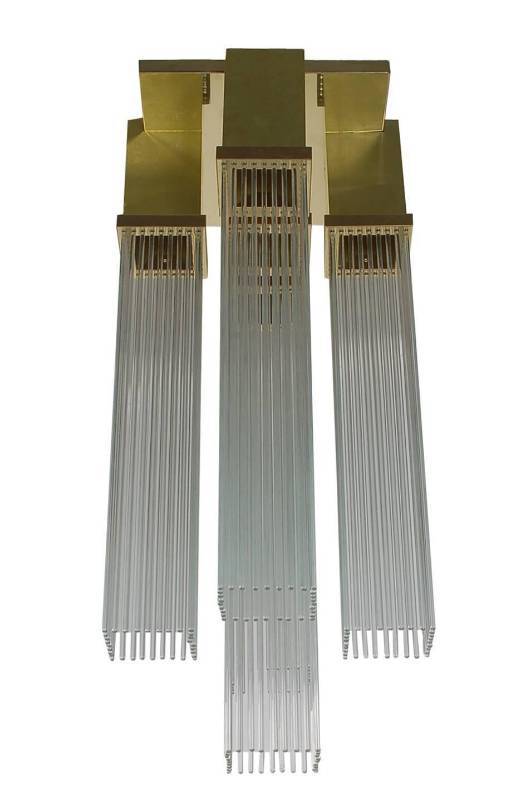 Mid century modern Lightolier Deco glass rod chandelier attributed to Gaetano Sciolari, In the style of Curtis Jere