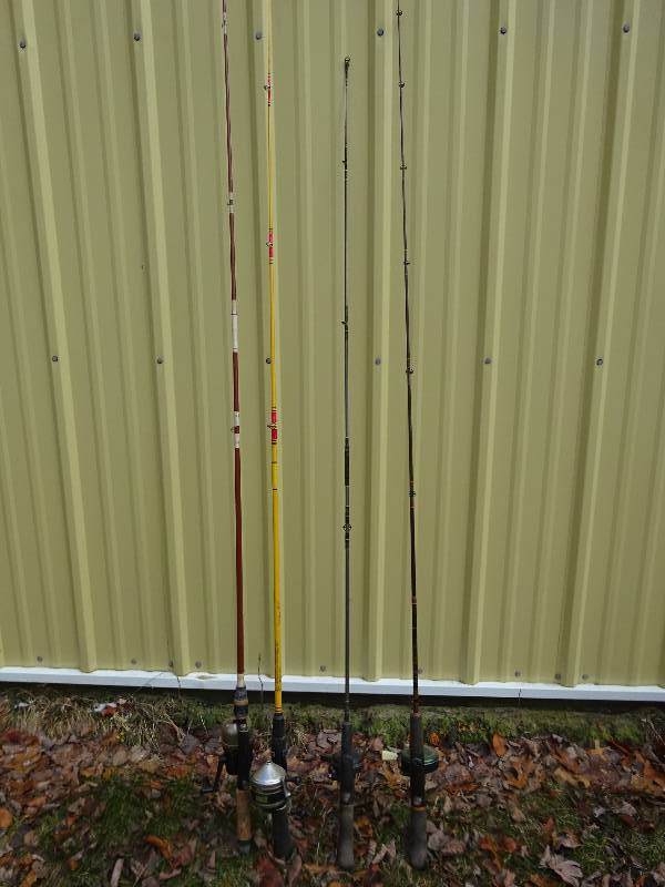 4 fishing rods with reels