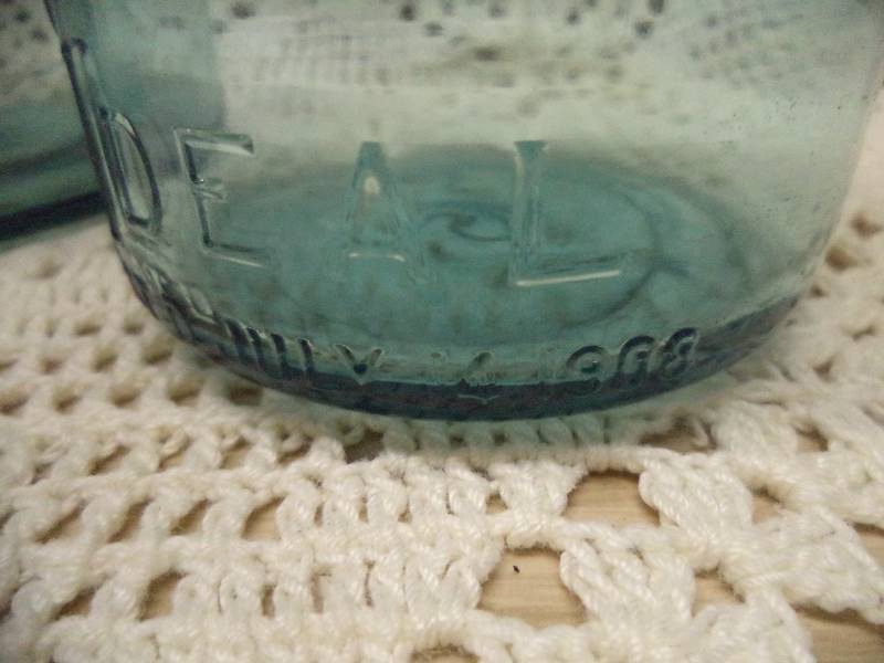 lot 8 image: Blue Glass BALL Canning Jars