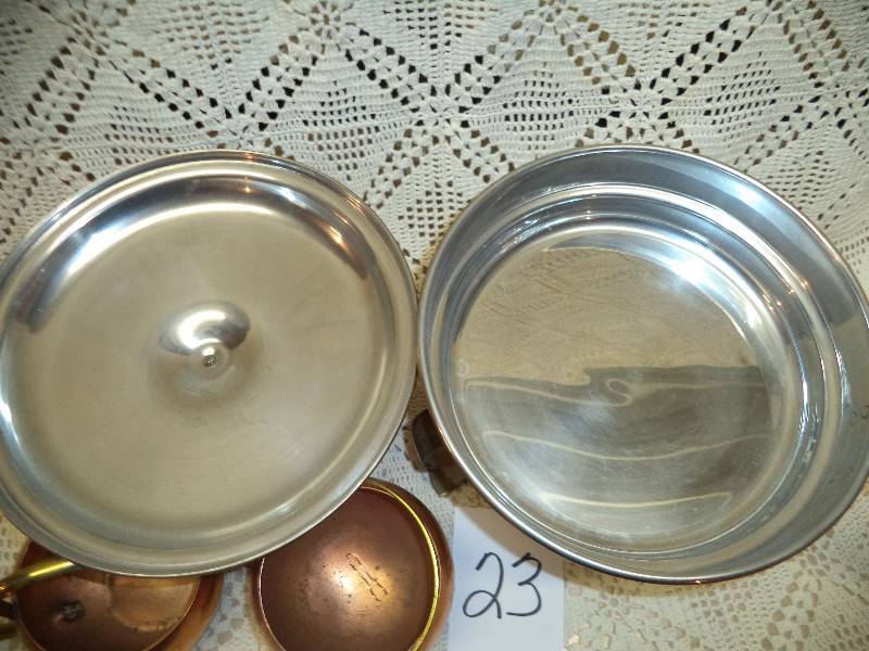 lot 23 image: Copper Lined Chafing Dish & Planters