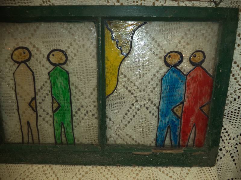 lot 24 image: Primitive Painted Glass The Wedding