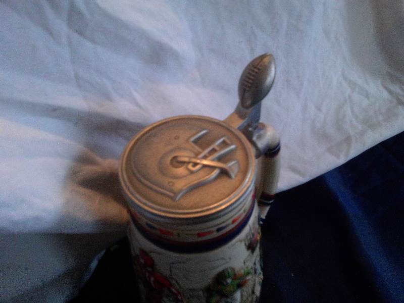 collector football beer stein