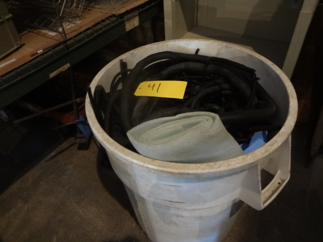 lot 41 image: Bucket of plastic wiring cover, wire baskets, Vents