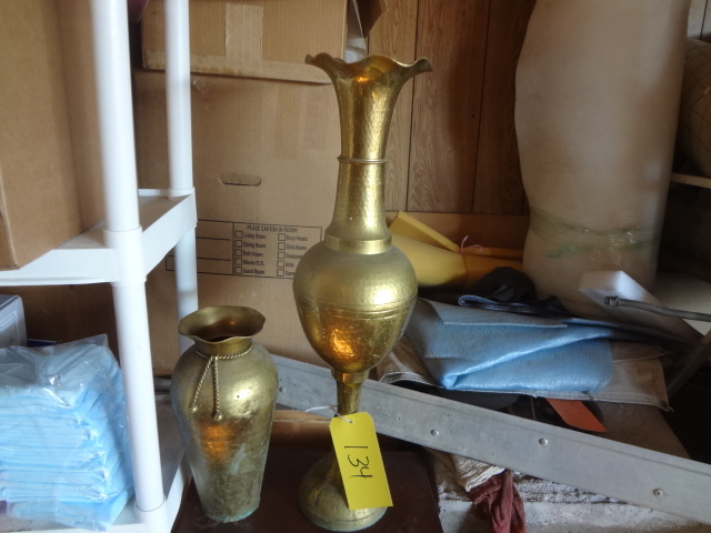 lot 134 image: Pair of Brass Vases