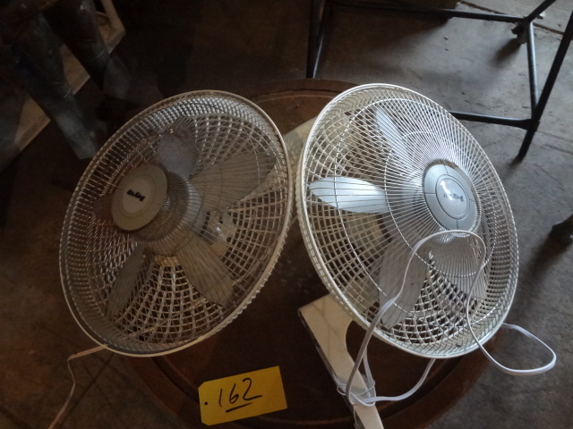 lot 162 image: Two Wall Mount Fans, Shop Light