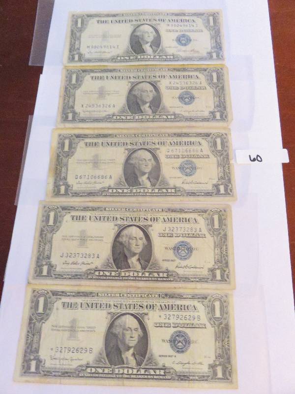 Lot of (5) Silver Certificates