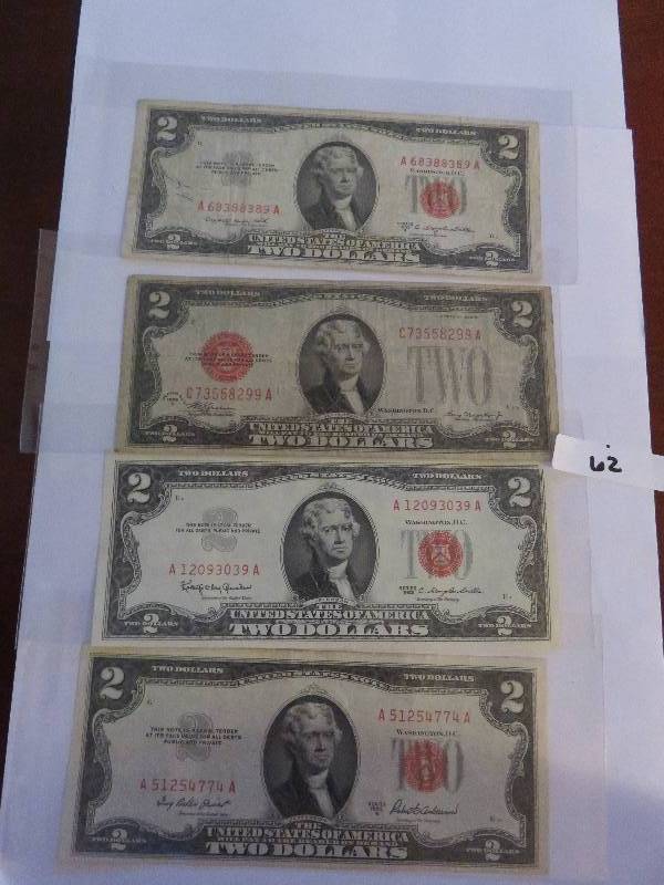 Lot of (4) Two Dollar Bills
