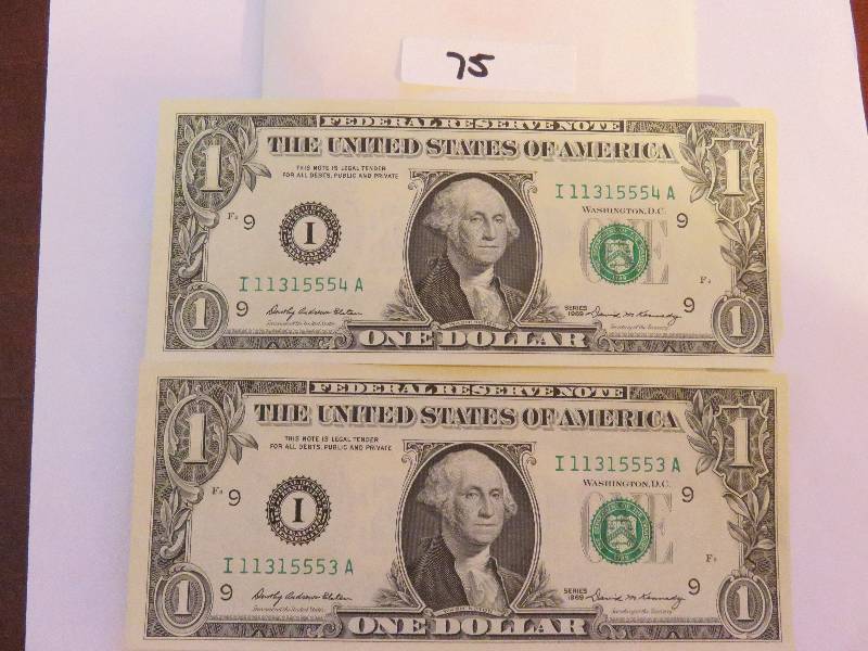 Lot of (2) One Dollar Bills