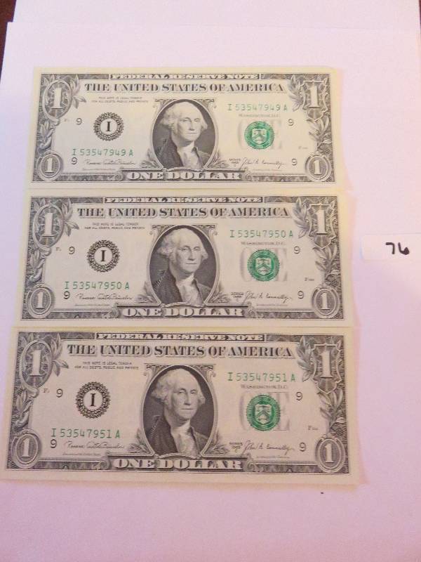 Lot of (3) One Dollar Bills