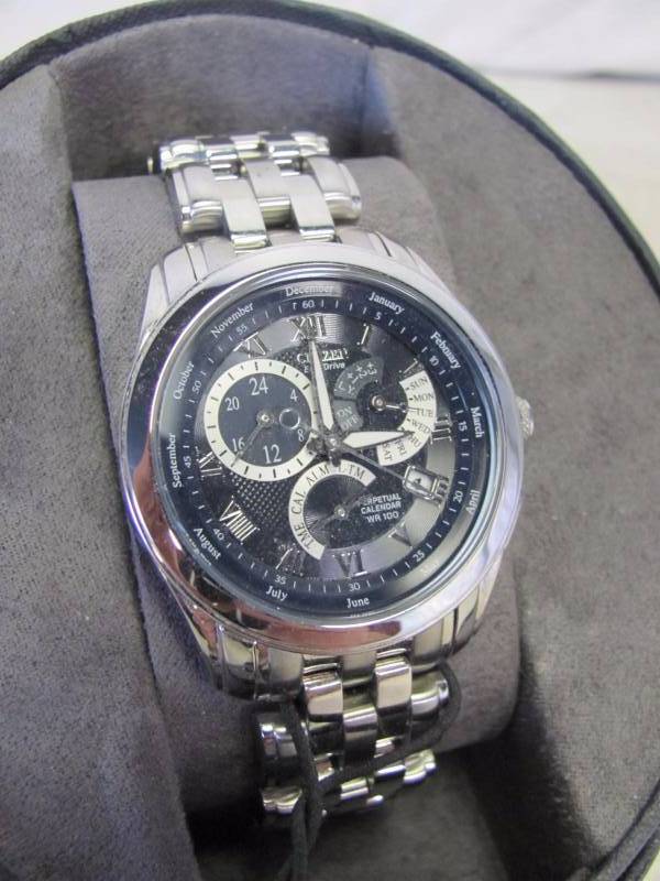 lot 2 image: Citizen Mens Eco-Drive Perpetual Calendar Watch