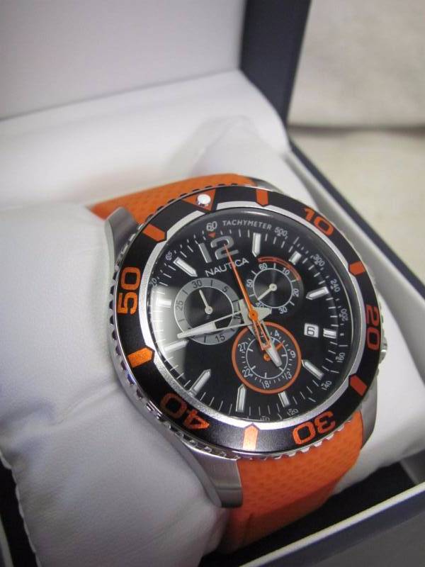 lot 9 image: Nautica Mens NST 09 Orange Chronograph Watch