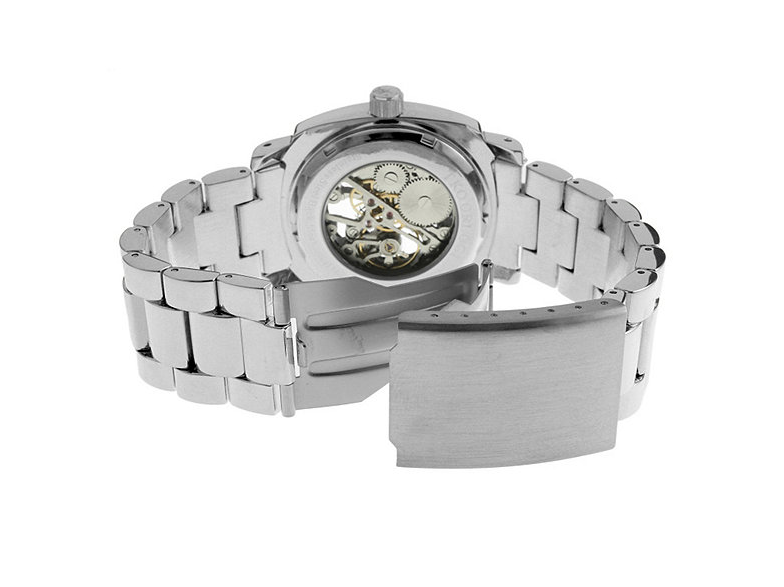 lot 15 image: TKO Mens Silvertone Mechanical Skeleton Dial Watch