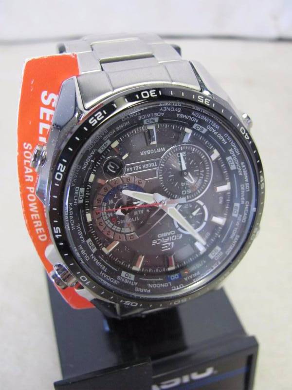 lot 22 image: Casio Mens Edifice Solar Chronograph Watch