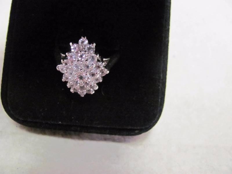lot 103 image: Sterling Sliver Crystal Studded Ring Size 11