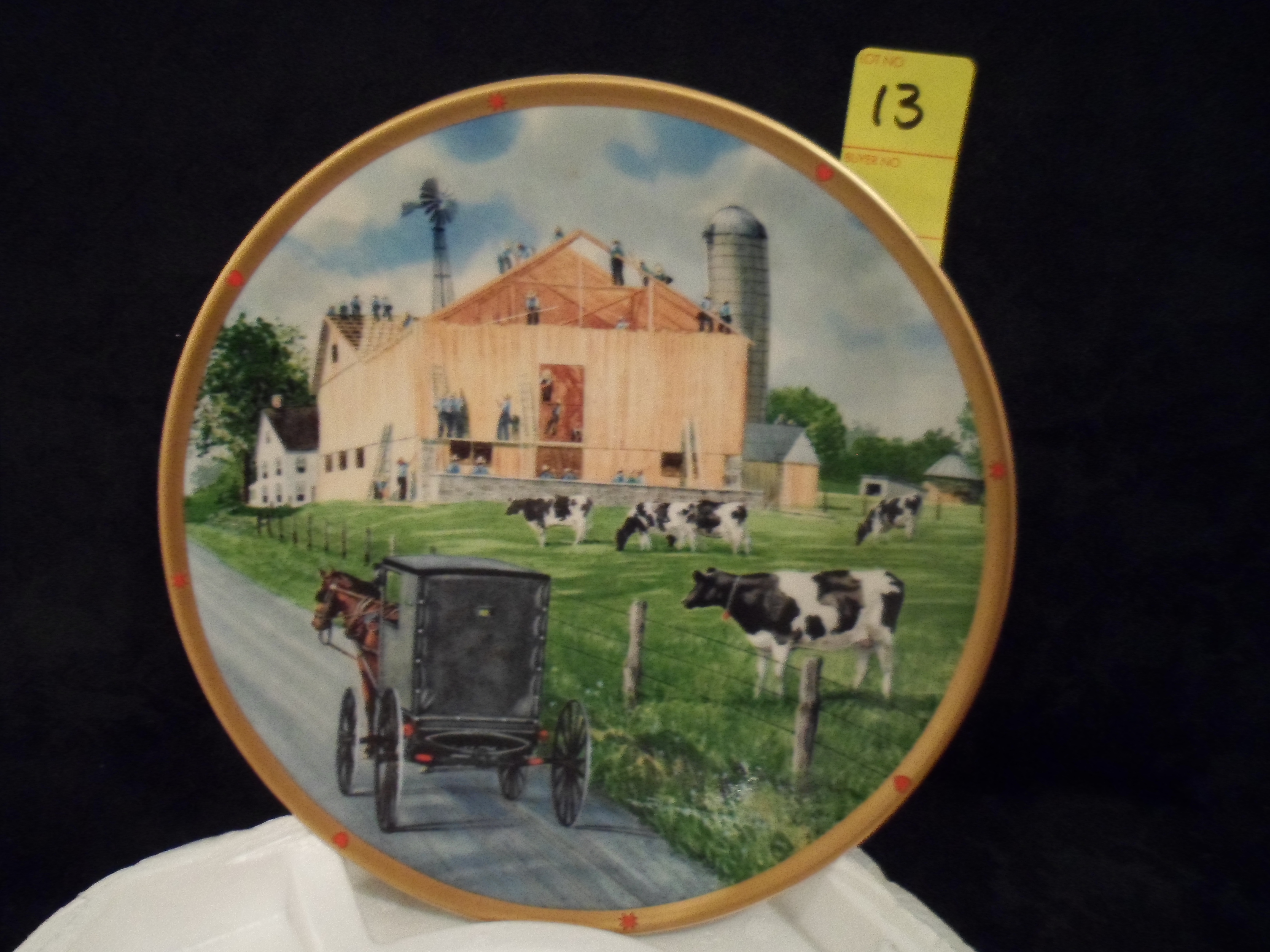 Amish The Barn Raising Collector Plate