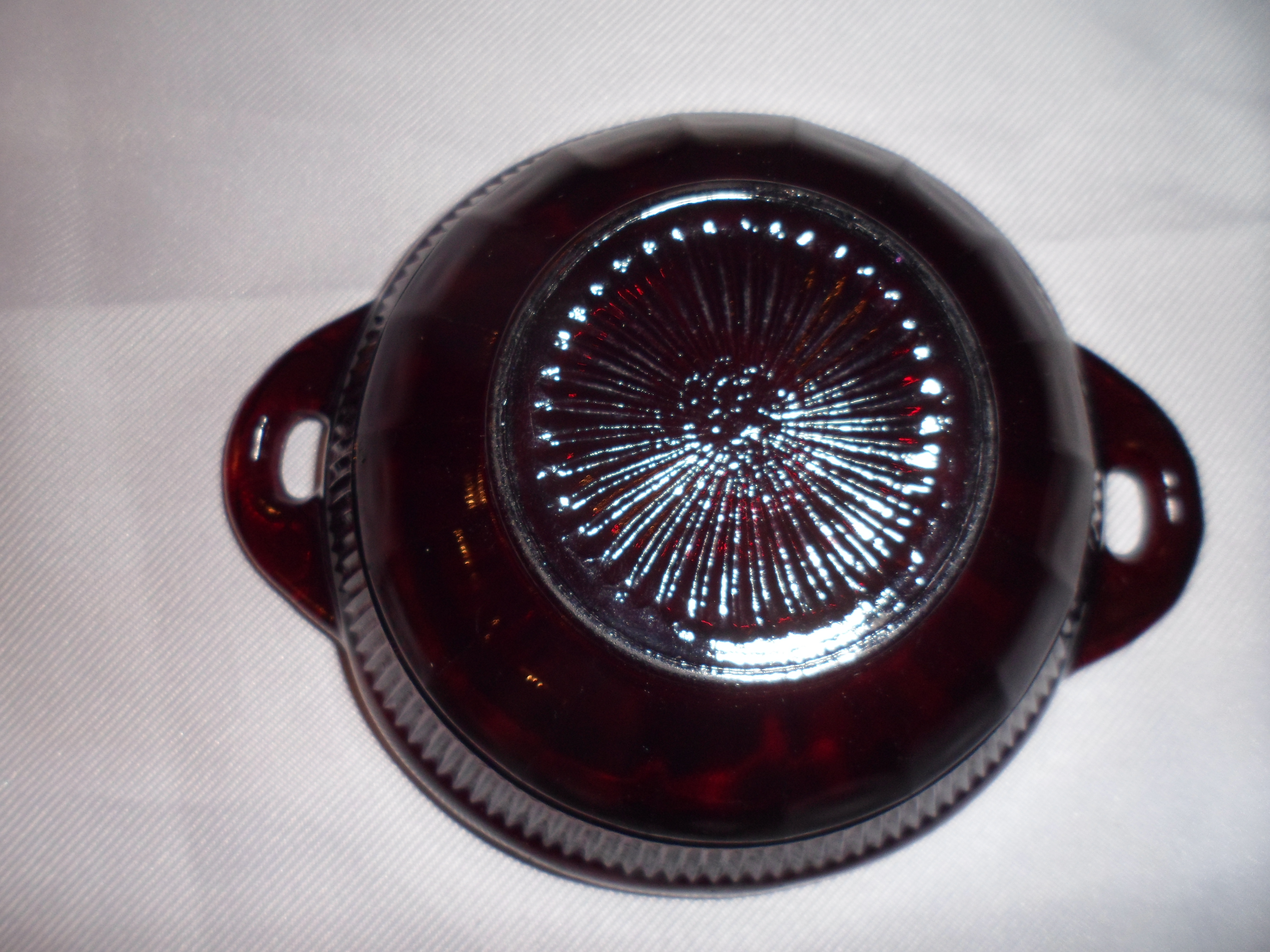 Two Small Red Glass Dishes