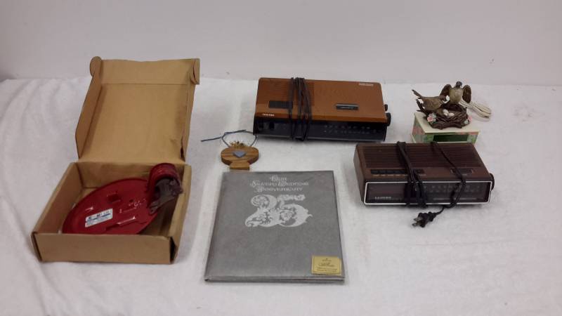 GM Gas door, clock radio collection, more