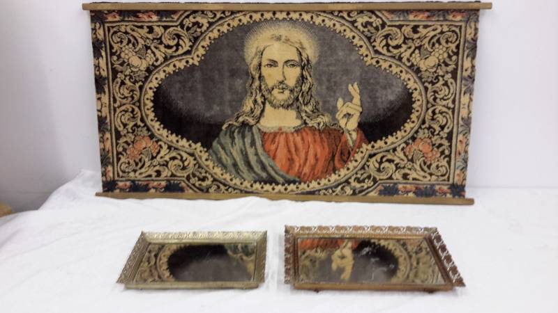 Jesus tapestry, framed mirrors